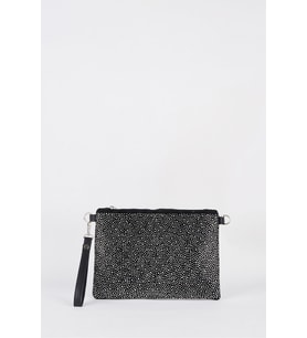 Kadın Gümüş Taşlı Süet Bilek Askılı Ve Zincir Askılı Portföy El Ve Clutch Çanta