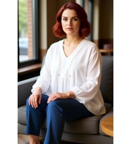 Kadın V Yaka Uzun Kollu Peplum Dokuma Bluz Rahat Kesim ve Şık Detaylar Kaliteli Şık Rahat Modern