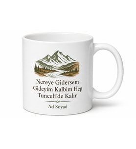 Tunceli Memleket Özlemi Yazılı Kupa Bardak Hemşehri Hediye Porselen