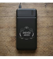 BK Gift Kişiye Özel İsimli 10.000 mAh Powerbank PB-4011 -7, LED Göstergeli Taşınabilir Şarj Cihazı, Kurumsal Hediye