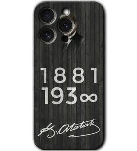 İphone 15 Pro Kılıf HD Desen Baskılı Kılıf - Atatürk Ahşap İmza