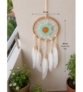 El Yapımı Bohem Düş Kapanı – 13 cm Kasnak Çaplı Dekoratif Dream Catcher