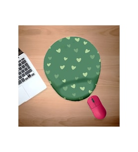 Minik Yeşil Kalpler Bilek Destekli Mouse Pad
