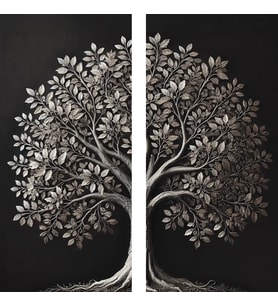 2li Eskitme Krom Ağaç Kanvas Tablo 60x120cm x2