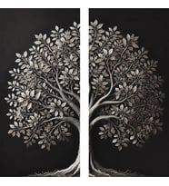 2li Eskitme Krom Ağaç Kanvas Tablo 60x120cm x2