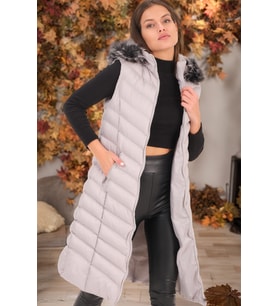 Dewberry Kadın %100 Polyester Yelek Düz Açık Gri Z6684 Günlük Dış Giyim, Katmanlı Kombin, Hafta Sonu Kombini