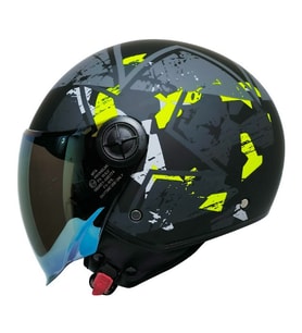 FX101 Neon Camo Motosiklet Kaskı Yarım Açık Motorcu Kask