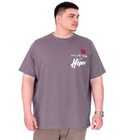 Mode XL Büyük Beden Erkek T-Shirt Bisiklet Yaka ROSE U25032 Füme