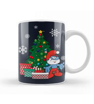 Papa Smurf Around The Christmas Tree Kupa Bardak Porselen