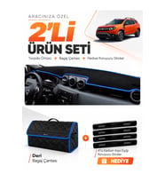 e-biz DACİA DUSTER 2 NESİL MAKYAJLI MAKYAJSIZ (2018-2023) Torpido + Deri Çanta - Siyah-Mavi - DA008