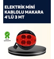 Ev Ve Ofis İçin 3 Metre Kablolu 4 Priz Makarası