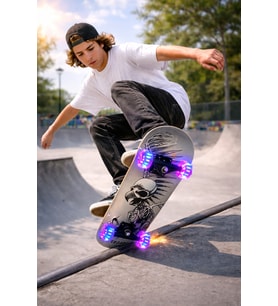 Işıklı Silikon Tekerli Pro Kaykay Zımparalı Kaymaz Profesyonel Skateboard Abec 7