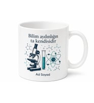 Bilim İnsanı Araştırmacı Mikroskop Atom Çekirdeği Temalı Kupa Bardak Hediye