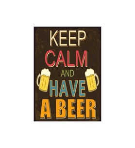 Keep Calm and Have a Beer Yazılı Ahşap Retro Poster Tablo