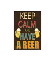 Keep Calm and Have a Beer Yazılı Ahşap Retro Poster Tablo