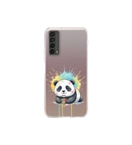 Huawei P Smart 2021 ile Uyumlu Splash Panda Tasarımlı Şeffaf Silikon Kılıf