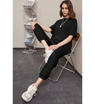 Unisex Pamuklu 2'li Eşofman Takımı (Siyah)