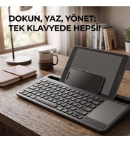 Kablosuz Klavye ve Touchpad Mouse Bir Arada, Telefon Tablet Standlı Ultra İnce Bluetooth Klavye