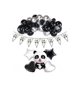 Panda Temalı Doğum Günü Seti 50 adet Balonlu Doğum Günü Süsü