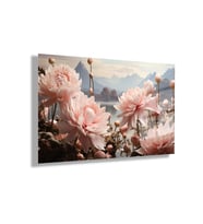 Temperli Gerçek Yatay Cam Tablo Pastel Soft Pembe Hint Lotusu