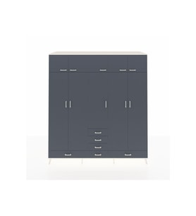 Kronos Dolap 6 Raflı 6 Çekmeceli 4 Askılı 220x59x243 Aytaşı-Antrasit/Antrasit