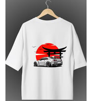 Tokyo & Supra Baskılı Oversize Bisiklet Yaka Unisex Tişört