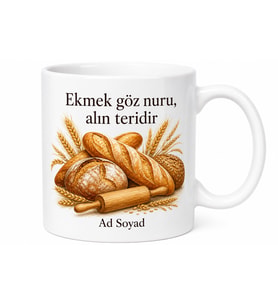 Fırıncıya Hediye Ekmek Temalı Baskılı Porselen Kupa Bardak Hediye