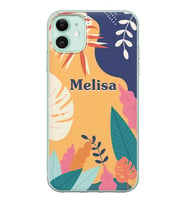 Apple Tropic Flowers Tasarımlı Şeffaf Telefon Kılıfı