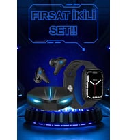 Yeni Nesil Akıllı Saat Ve Kablosuz Kulaklık Kampanyası İkili Set Bluetooth Bağlantılı