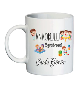 Anaokulu Anasınıfı Okul Öncesi Öğretmenine Öğretmenler Günü Hediyesi İsimli Kupa Bardak