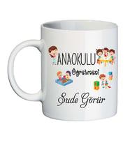 Anaokulu Anasınıfı Okul Öncesi Öğretmenine Öğretmenler Günü Hediyesi İsimli Kupa Bardak