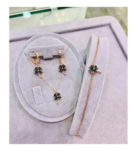 Gökdeniz 925 Yonca Çiçeği 925 Ayar Gümüş Kadın Hediyelik Set