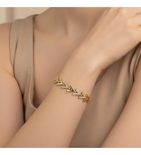 STİL İNCİSİ/XUPING JEWELRY BALIK SIRTI ZİRKON TAŞLI BİLEKLİK (Altın Rengi)
