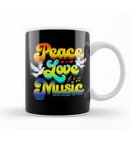 Peace Love Music Rave Festival Musical Hippie Kupa Bardak Porselen