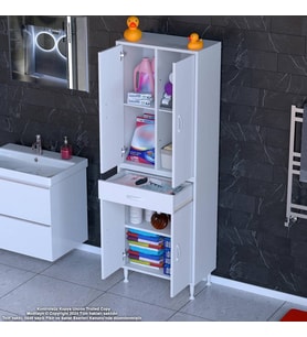 Modilayn YENİ AFRA 70x173x32,5 cm 1 Çekmece 4 Kapak 3 Raf 6 Bölme Çok Amaçlı Banyo & Mutfak Dolabı