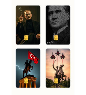Atatürk 4'lü Set Kredi/Banka Kart Kaplama Sticker