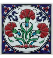 Armada Çini 10x10 Cm ED 106 Yuvarlak Karanfil Kütahya Çini Pano