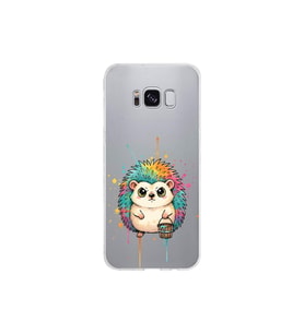 Samsung Galaxy S8 ile Uyumlu Splash Kirpi Tasarımlı Şeffaf Silikon Kılıf