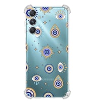 PrintiFy Samsung Galaxy M34 5G Uyumlu Nazar Boncuğu 5 Baskılı Şeffaf Köşe Korumalı Antişok Kılıf
