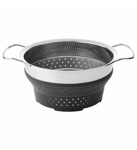 Katlanabilir Süzgeç, IKEA Paslanmaz Çelik-Silikon MeridyenDukkan 24 cm, 5.0 Litre,Gri