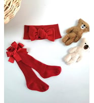 Kız Bebek Çorap Bandana Set (Kırmızı)