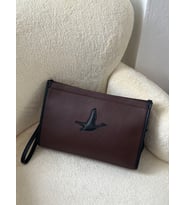 Kadın AA+ Kalite B Clutch El ve Omuz Çantası (Kahverengi-Siyah)