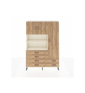 Arges Gardrop 9 Raflı 6 Çekmeceli 3 Kapaklı 132x30x195 Aytaşı-Çam