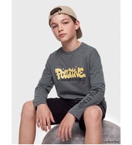 LCW Kids Gri Baskılı Erkek Tişört