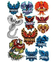 Anka Kuşu Phoneix Sticker Set-1 12 Parça Telefon, Tablet, Defter, Laptop Sticker