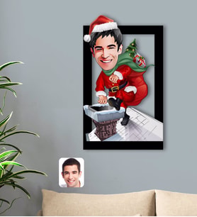 BK Gift Kişiye Özel Yeni Yıl Erkek Karikatürlü 3D Ahşap Tablo-2