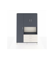 Arges Dolap 6 Raflı 3 Çekmeceli 3 Kapaklı 132x30x195 Antrasit-Antrasit/Aytaşı
