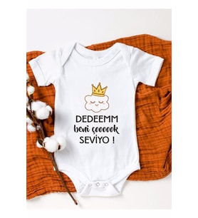 Dedem Beni Çok Seviyor Baskılı Bebek Body Zıbın