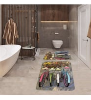 Banyo Halısı Ikili Klozet Takımı Kaymaz Tabanlı Banyo Paspas Takımı (Karışık)