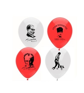 Atatürk Baskılı Latex Balon 10 Adet